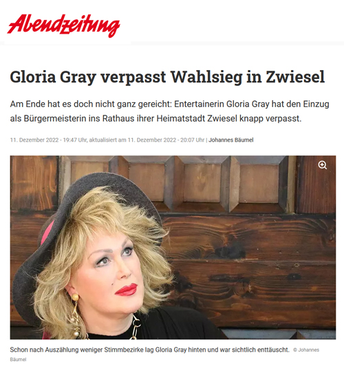 Gloria Gray - Brgermeisterinwahl 2022 in Zwiesel - Abendzeitung (AZ) Mnchen, 11.12.2022