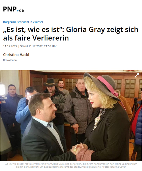 Gloria Gray - Brgermeisterinwahl 2022 in Zwiesel - Passauer Neue Presse (PNP), 11.12.2022