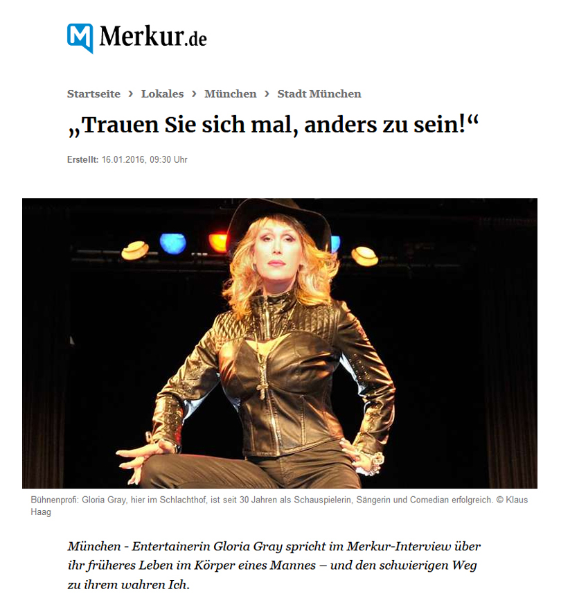 Gloria Gray - Mit allem, was ich bin: Mein Leben - Mnchener Merkur, 16.01.2016