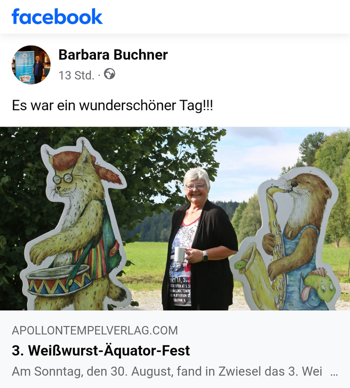 Caf� Gloria in Zwiesel - Termine: 3. Wei�wurst-�quator-Fest, Sonntag, 30. August 2026, Facebook Barbara Buchner, 31.08.2026