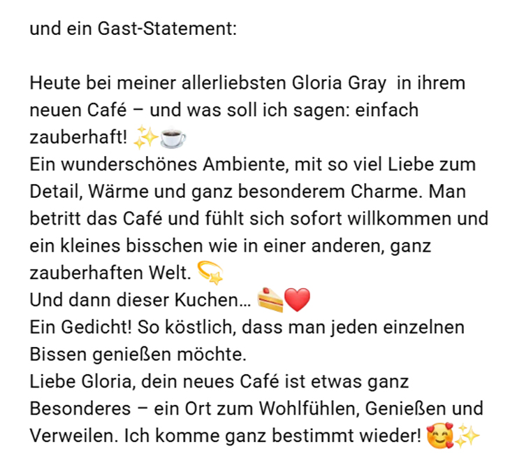Caf� Gloria in Zwiesel - Termine: "Soft Opening", Fr.,18., Sa.,19., So., 20. September 2026
